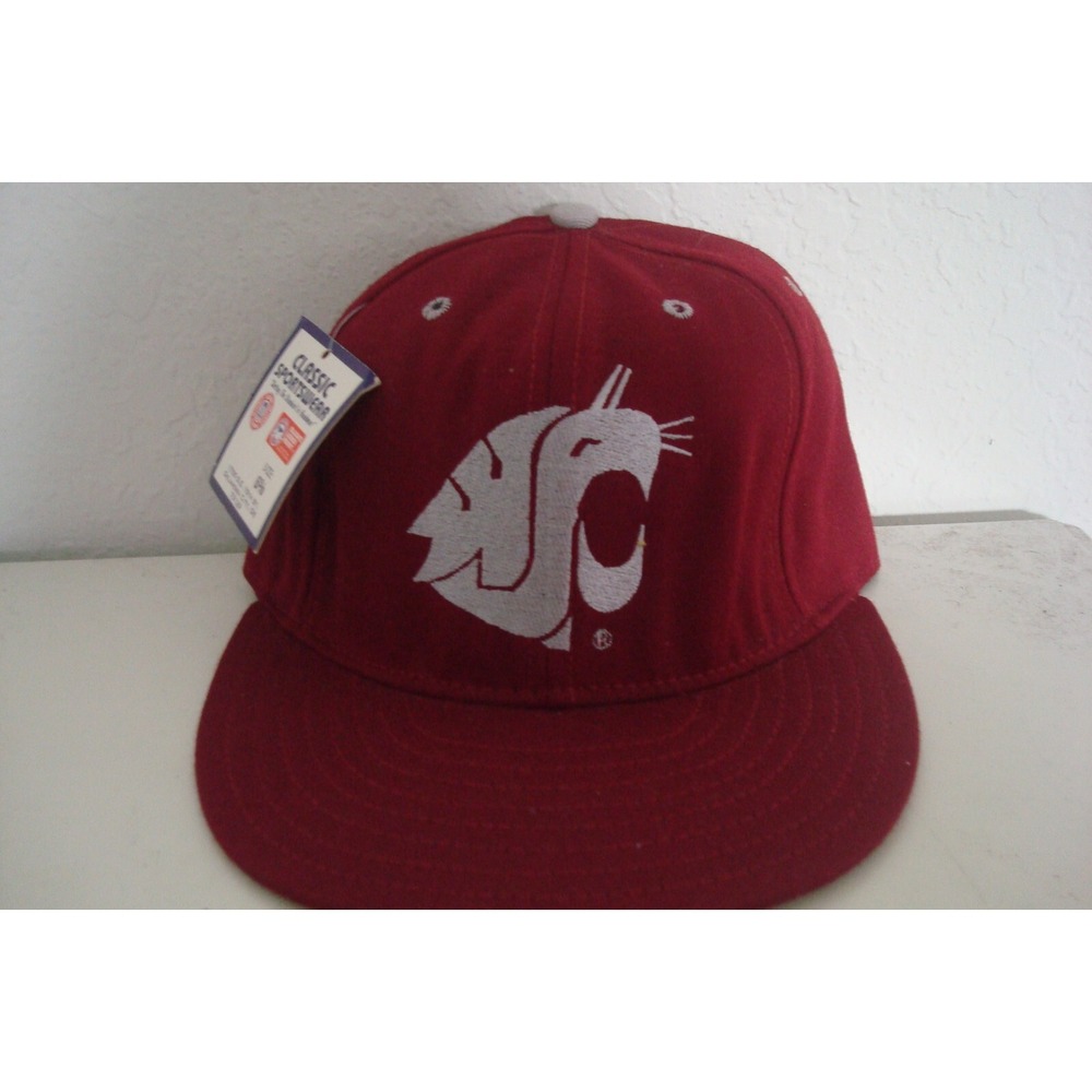WASHINGTON STATE COUGARS 80S CLASSIC FITTED 7 3/8‎ DEADSTOCK HAT CAP VINTAGE C3